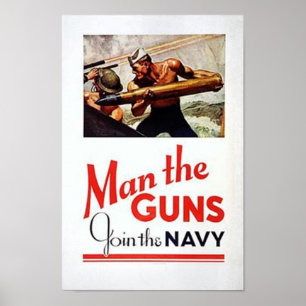 Vintager Mann die Waffen, Mitglied der Navy Rekrut Poster