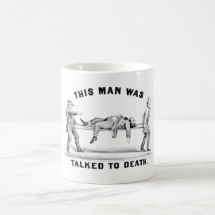 Vintager Mann gesprochen mit Todesgeschenk-Tasse Tasse