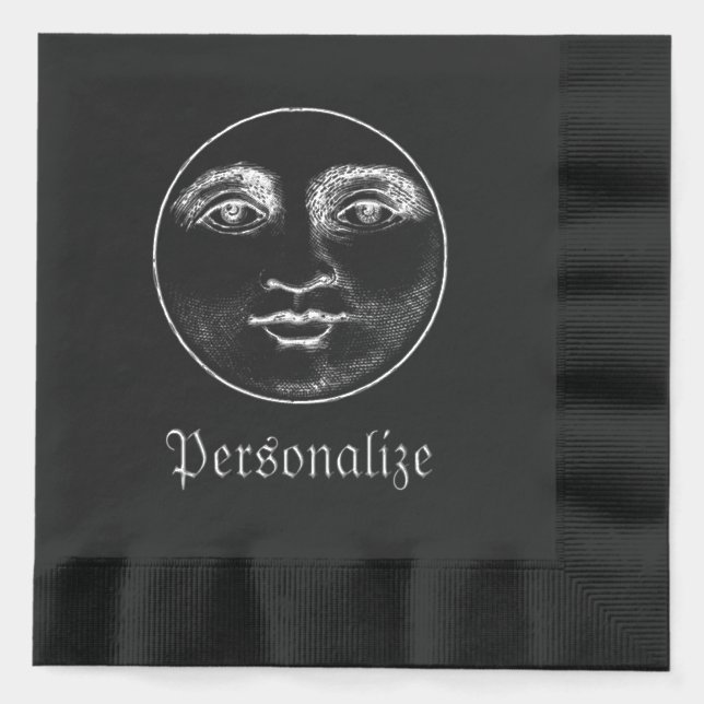 Vintager Mann im Mond Servietten Mit Folie (Vorderseite)