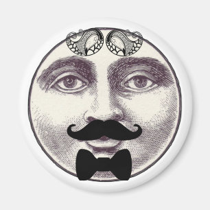 Vintager Mann im Mond Vollgesicht Schnurrbart Kraw Magnet