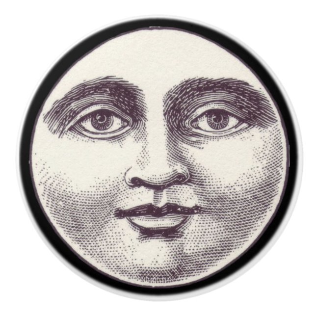 Vintager Mann im Mondknopf der Keramik Keramikknauf (Vorderseite)