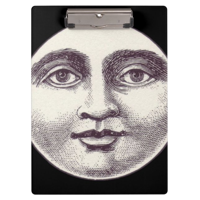 Vintager Mann im VollAntlitz Schwarz-weiß Klemmbrett (Vorderseite)