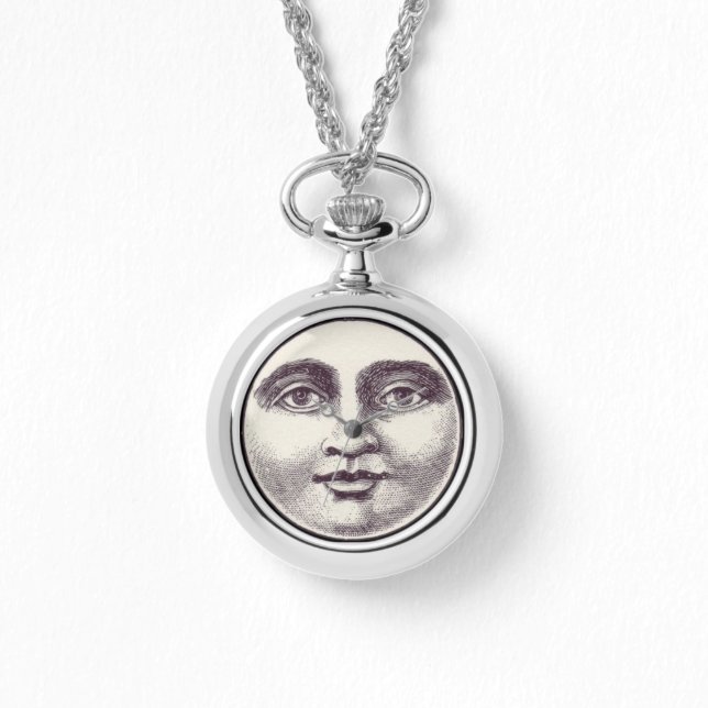 Vintager Mann im Vollmond Gesicht Schwarz-weiß Armbanduhr (Vorderseite)
