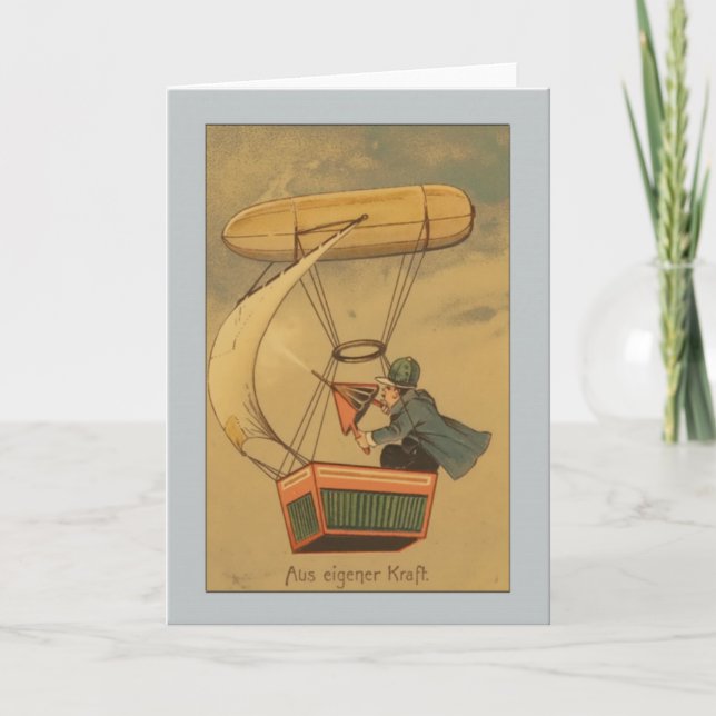 Vintager Mann in Blimp Grüße Karte (Vorderseite)
