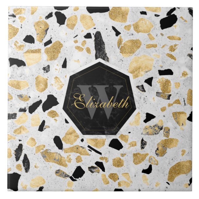 Vintager Marmordekor aus Edelgold Fliese (Vorderseite)