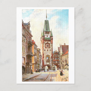 Vintager Martinstor in Freiburg, Deutschland Postkarte