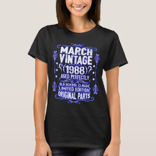 Vintager März 1988 Pisces Aries Zodiac 35 Jahre al T-Shirt