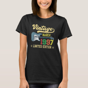 Vintager März 1997 Bday Guitar 25. Geburtstag T-Shirt