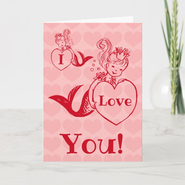 Vintager Meerjungfrau Valentinstag Feiertagskarte (Vorderseite)