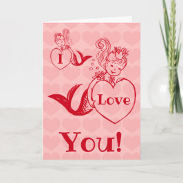 Vintager Meerjungfrau Valentinstag Feiertagskarte