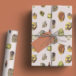 Vintager mehrfarbiger Illustrationsgestein, Krista Geschenkpapier Set