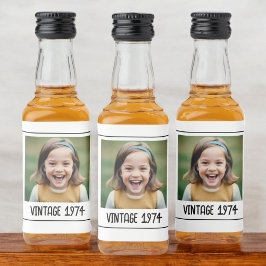 Vintager Meilenstein Geburtstag Foto Keepake Alkoholflaschenetikett