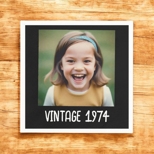 Vintager Meilenstein Geburtstag Foto Keepake Serviette (Von Creator hochgeladen)