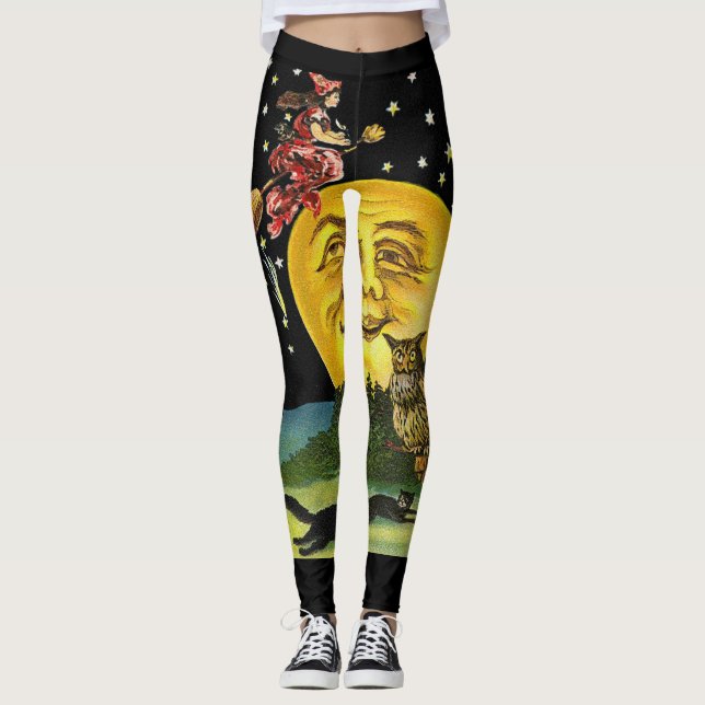Vintager Mensch auf dem Mond Leggings (Vorderseite)