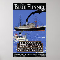 VINTAGER MERCHANT LINER REISEPOSTER