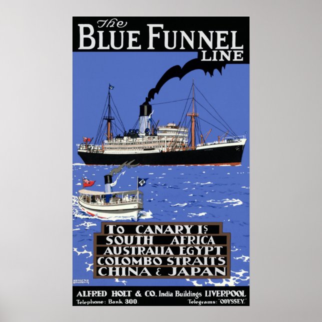 VINTAGER MERCHANT LINER REISEPOSTER POSTER (Vorne)