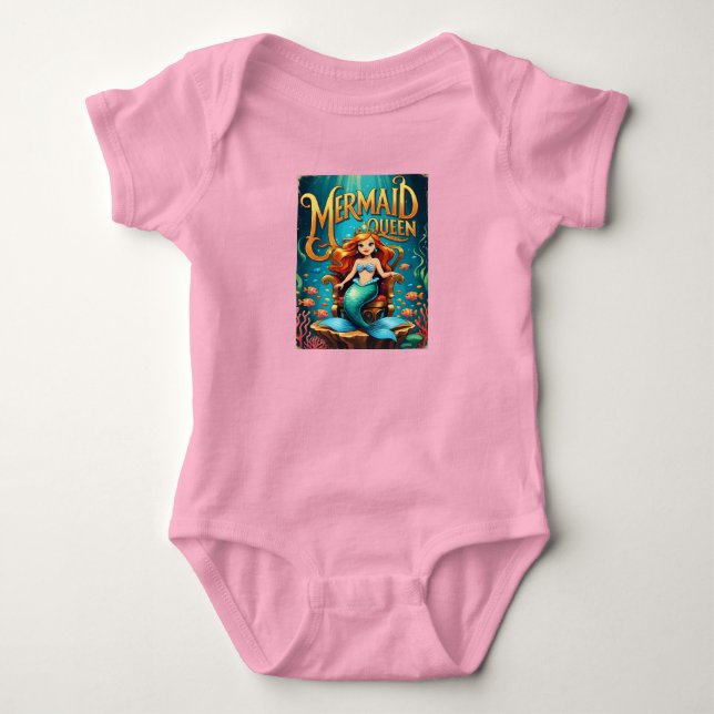 Vintager Mermaid Cartoon Baby Retro Ocean Girls Strampler (Vorderseite)