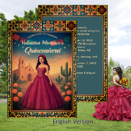 Vintager mexikanischer Quinceañera 15. Geburtstag Einladung