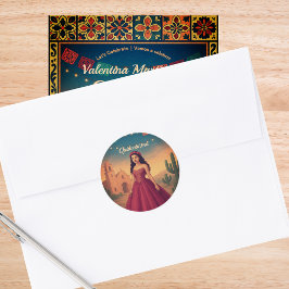 Vintager mexikanischer Quinceañera 15. Geburtstag Runder Aufkleber