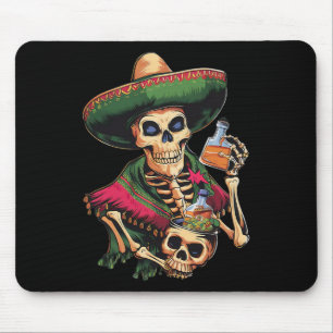Vintager mexikanischer Schädel Drink Bier Cinco De Mousepad