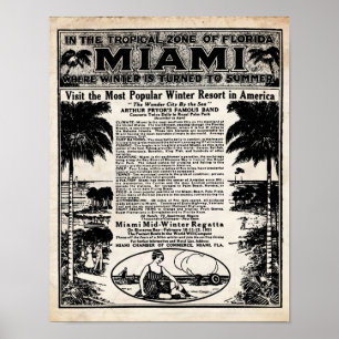 Vintager Miami-Reise-Anzeigen-Druck Poster