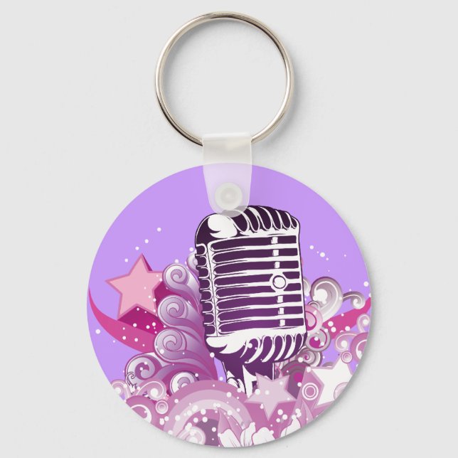 Vintager Mikrofonvektor Schlüsselanhänger (Vorderseite)