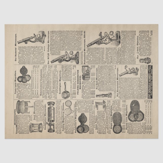 Vintager Mikroskopkatalog Seidenpapier (Vorderseite)