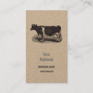 Vintager Milchkuh Bauer Butcher Business Visitenkarte