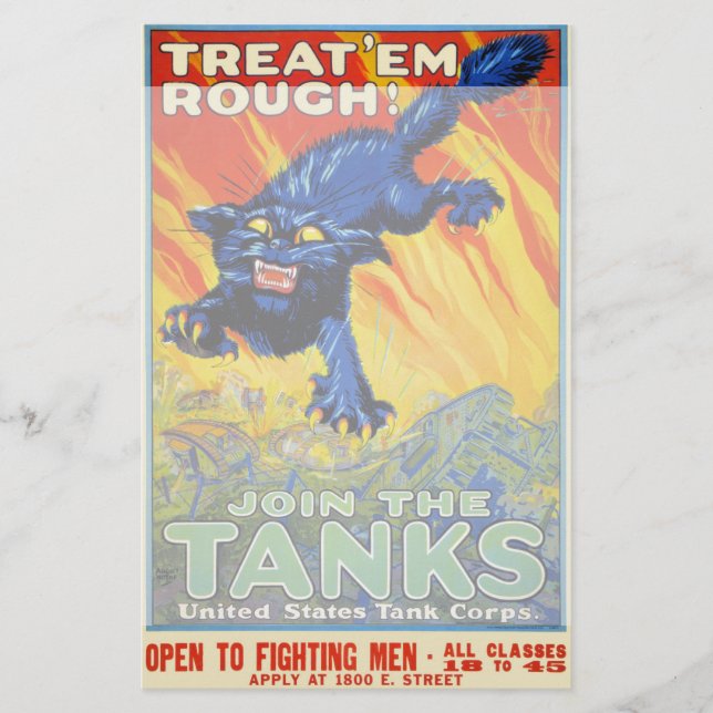 Vintager militärischer Krieg mit einer wilden Katz (Vorderseite)