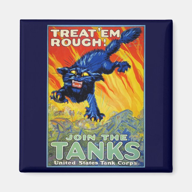 Vintager militärischer Krieg mit einer wilden Katz Magnet (Vorne)