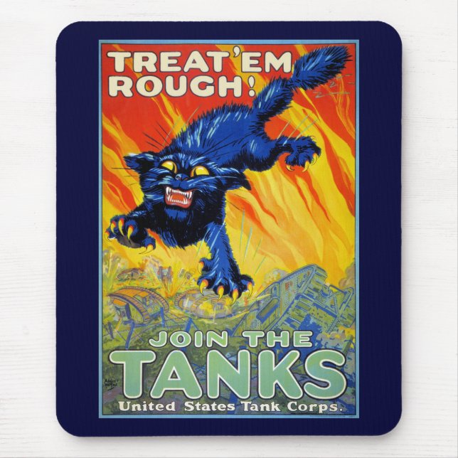 Vintager militärischer Krieg mit einer wilden Katz Mousepad (Vorne)