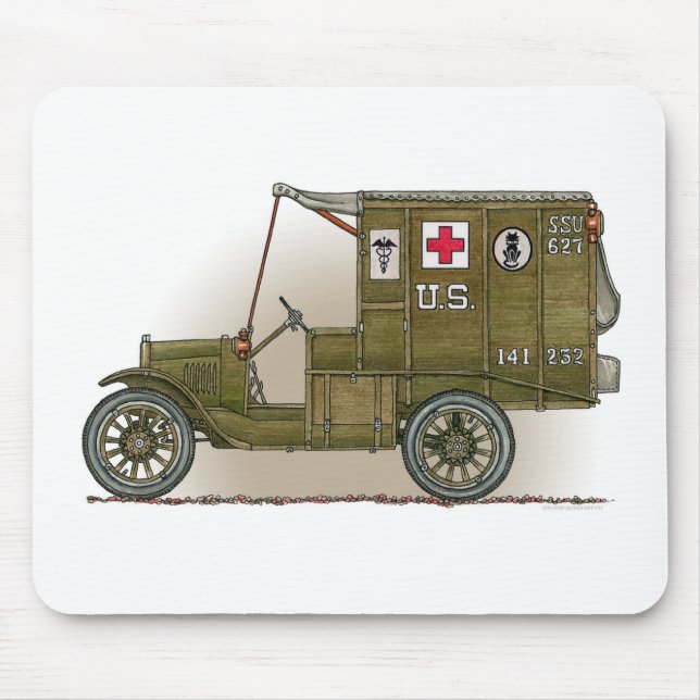 Vintager Militärkrankenwagen Mousepad (Vorne)