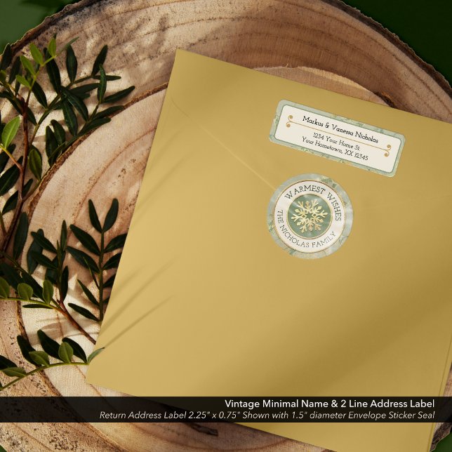 Vintager Minimaler Name und 2-Line-Adresse (Dress up your Christmas & holiday cards–lovely vintage-style personalized 2 line address labels.)