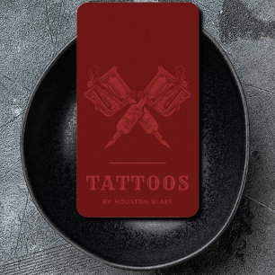 Vintager Minimalistischer Monochrome Tattoo Artist Visitenkarte