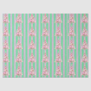 Vintager Mint Green Pink Streifen Weihnachtsbaum Seidenpapier