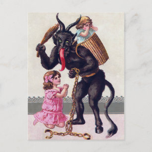 Vintager missbräuchlicher Krampus Postkarte