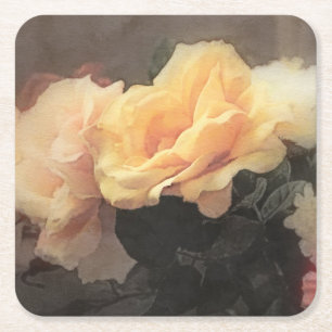Vintager mit Blumenhintergrund der Kunst in den Rechteckiger Pappuntersetzer