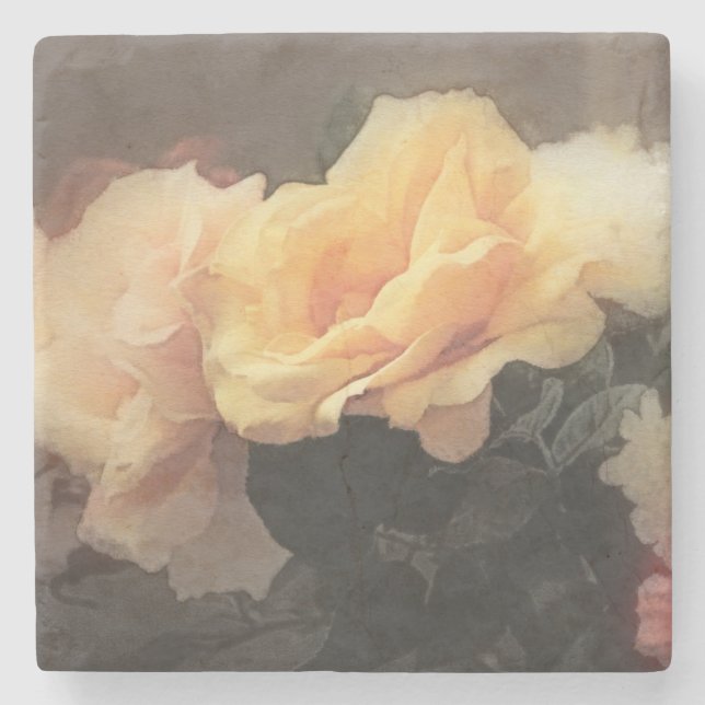 Vintager mit Blumenhintergrund der Kunst in den Steinuntersetzer (Vorderseite)