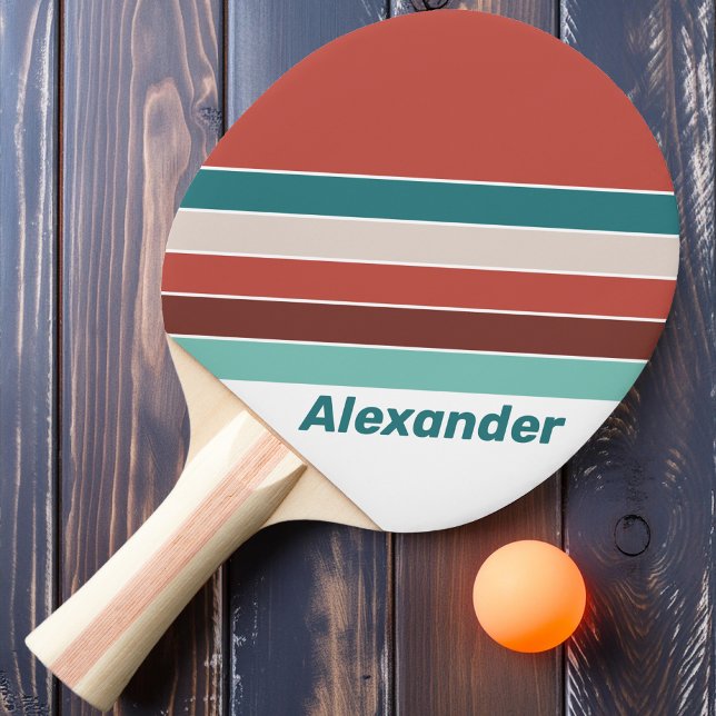 Vintager, mit Namen markierter Regenbogen Tischtennis Schläger (Von Creator hochgeladen)