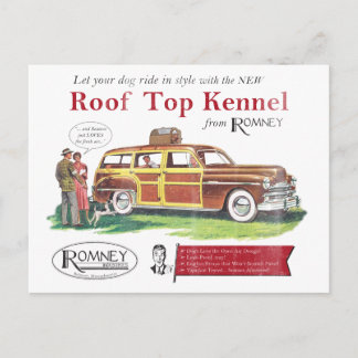 Vintager Mitt Romney Dog Retro Ad Postkarte