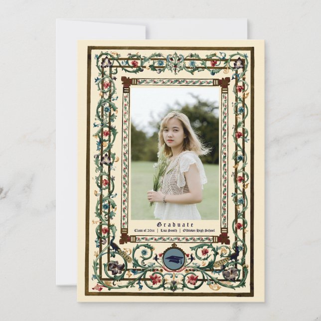 Vintager "mittelalterlicher" beleuchteter Abschlus Einladung (Vorderseite)