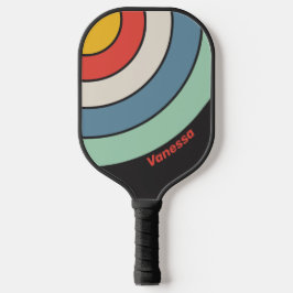 Vintager Mitternachtsstreifen mit Name Pickleball Schläger
