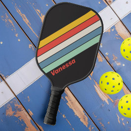 Vintager Mitternachtsstreifen mit Namen Pickleball Schläger