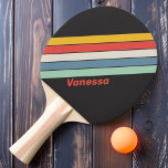 Vintager Mitternachtsstreifen mit Namen Tischtennis Schläger<br><div class="desc">Mit unserem Vintagen Ping Pong Paddle, einer Ode an klassische Eleganz und zeitlose Eleganz, kommen Sie in die Vergangenheit zurück. Dieses Paddel besticht durch ein auffallendes gestreiftes Design, das an eine vergangene Zeit erinnert und Vintagen Charme und Stil ausstrahlt. Personalisieren Sie es mit Ihrem Namen, um es einzigartig zu machen,...</div>
