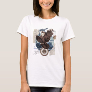 Vintager Mixed Media Collage Bird Cherub T-Shirt