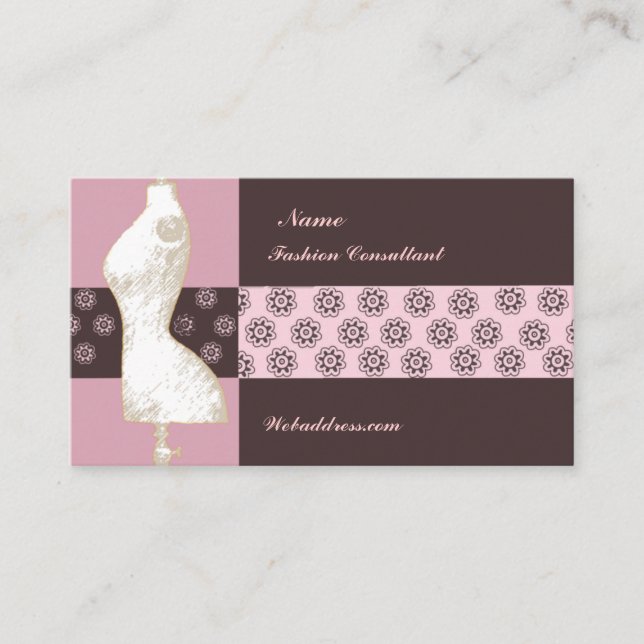Vintager Mode-Entwurfs-Mannequin-mit Blumenberater Visitenkarte (Vorderseite)