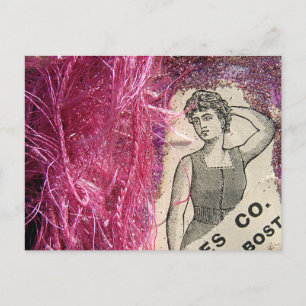 Vintager Mode-Rosa Postkarte