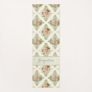 Vintager, moderner BlumenDamast Rosa Rosa Rose Yogamatte