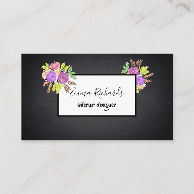 Vintager moderner Blumenkhalkartenträger - Innenar Visitenkarte (Vorderseite)