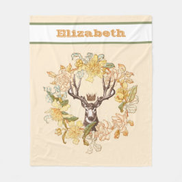 Vintager, moderner Hirschrei Rustikaler Blume Fleecedecke
